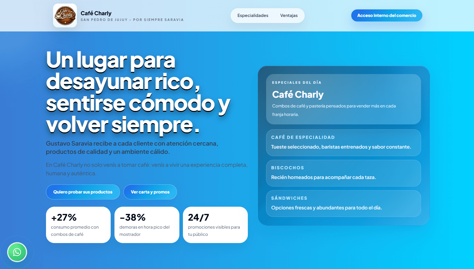 Captura de pantalla de Café Charly